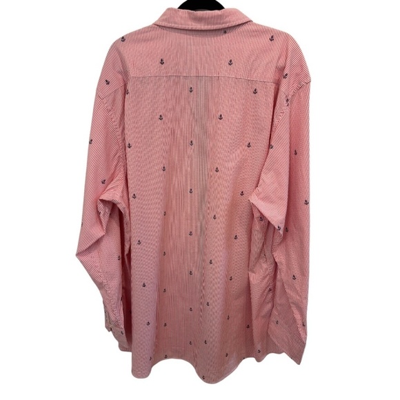 Nautica Men Pink Stripe Nautical Anchors Long Sleeve Button Down Shirt 2XL NWOT - Picture 5 of 5
